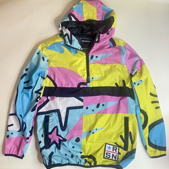 Reason Windbreaker Hoodie Pullover M Fresh Prince Style Jacket RNSN Retro 90s - Picture 1 of 6